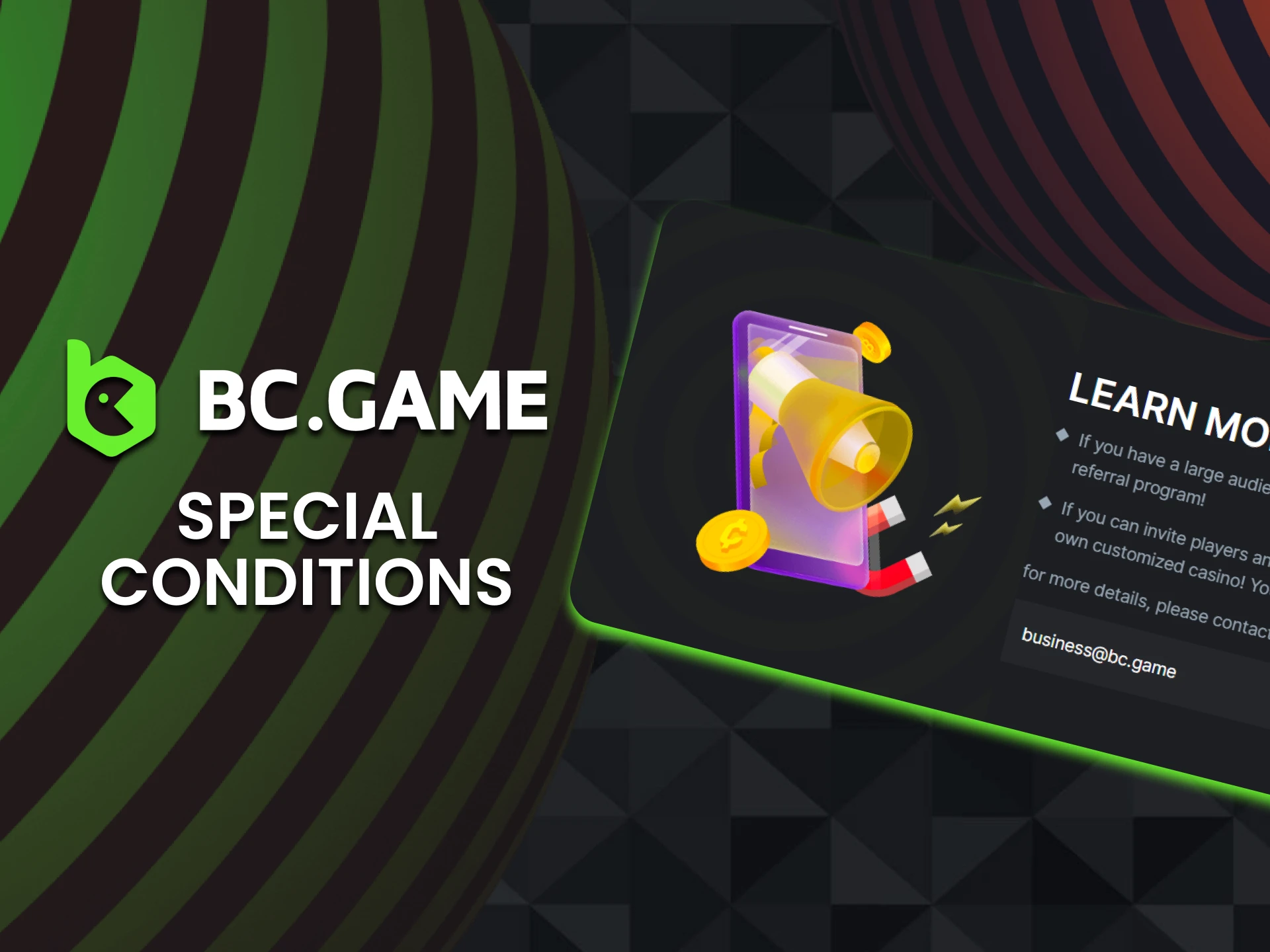 We will tell you about the special conditions of the BCGame affiliate program.