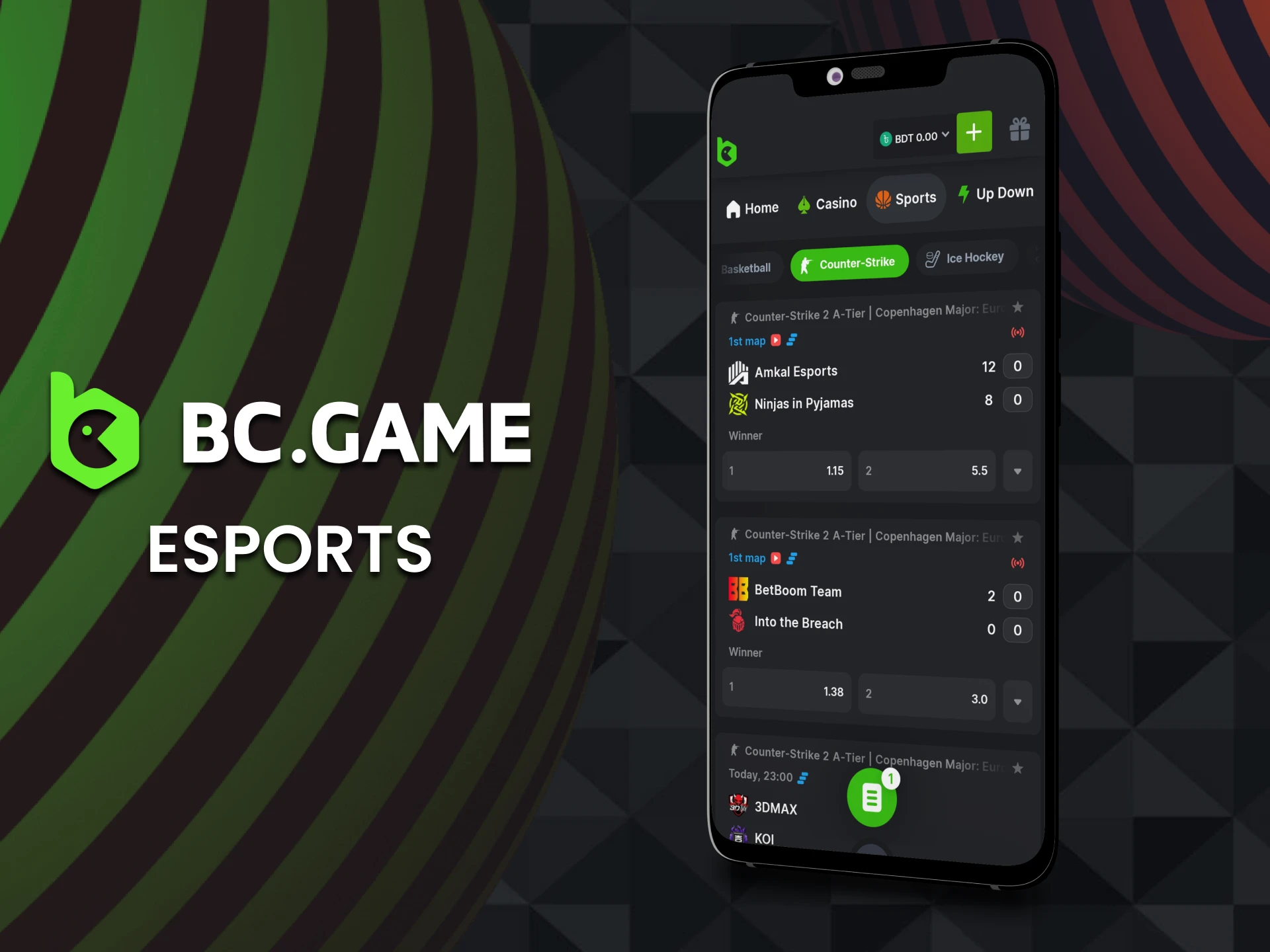 In the BC Game app you can bet on your favourite eSports games.