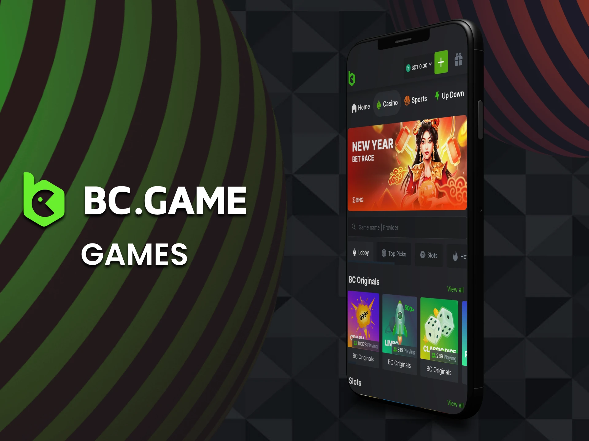 Bet on casino games in the BC Game app for Android and iOS.