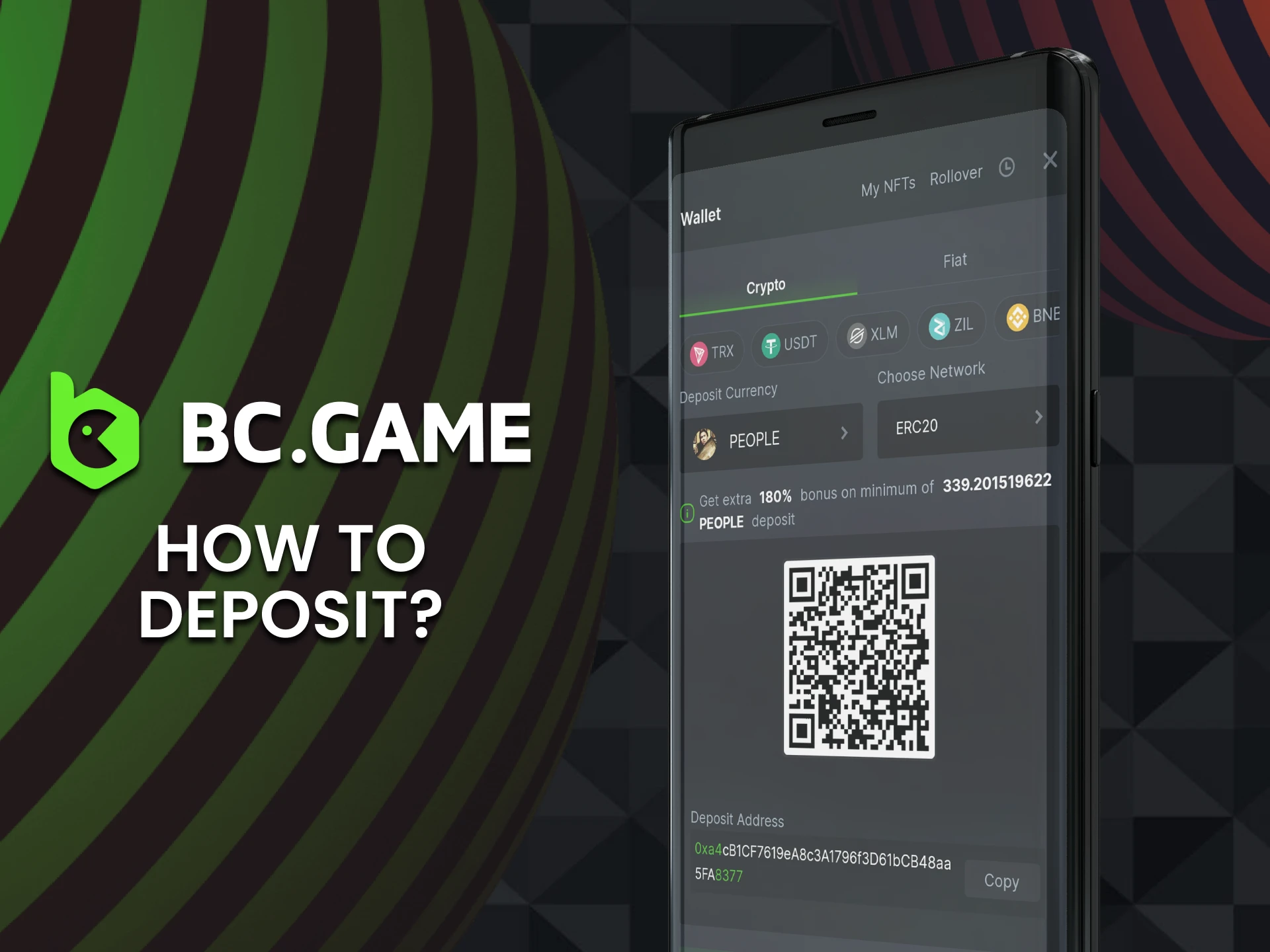 Find out how to deposit via BC Game application.