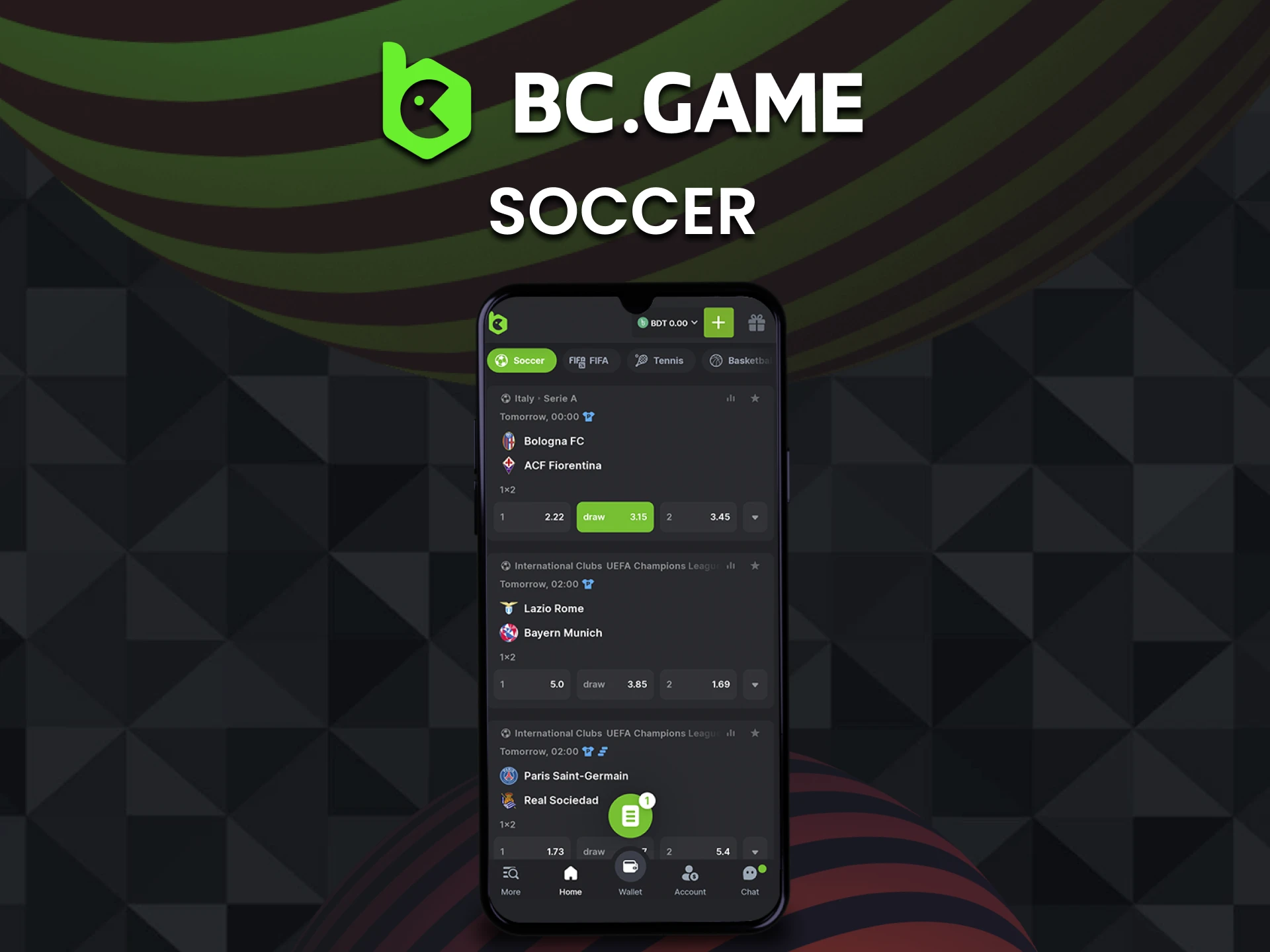 Bet on popular football leagues via BC Game app.