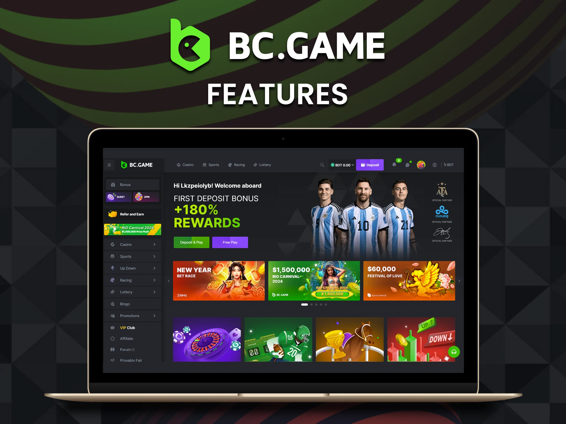 We will tell you about the capabilities of the BC Game website.