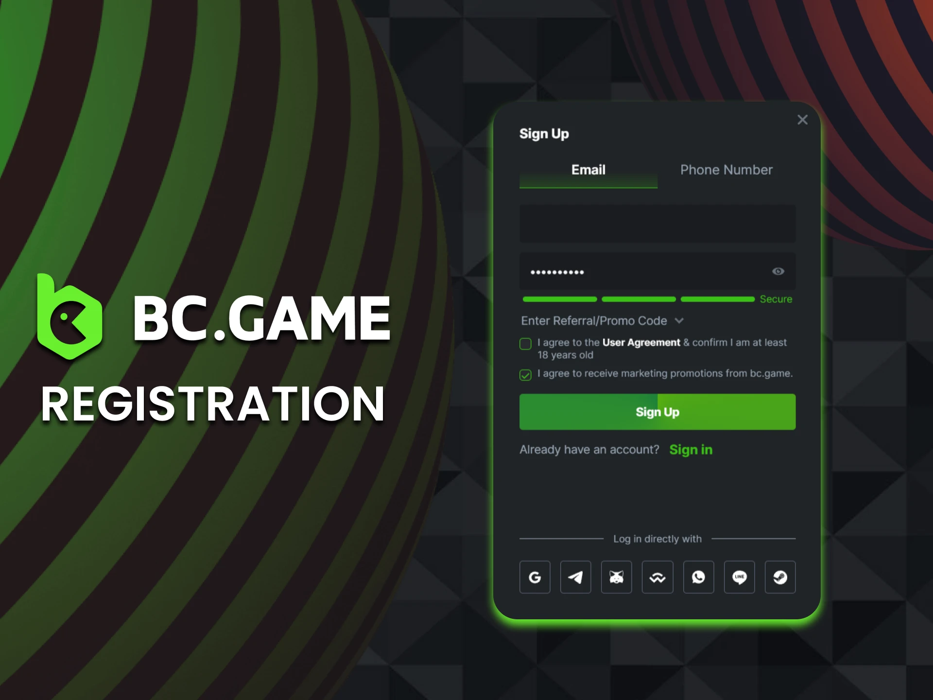 Visit the official BC Game website to register an account.