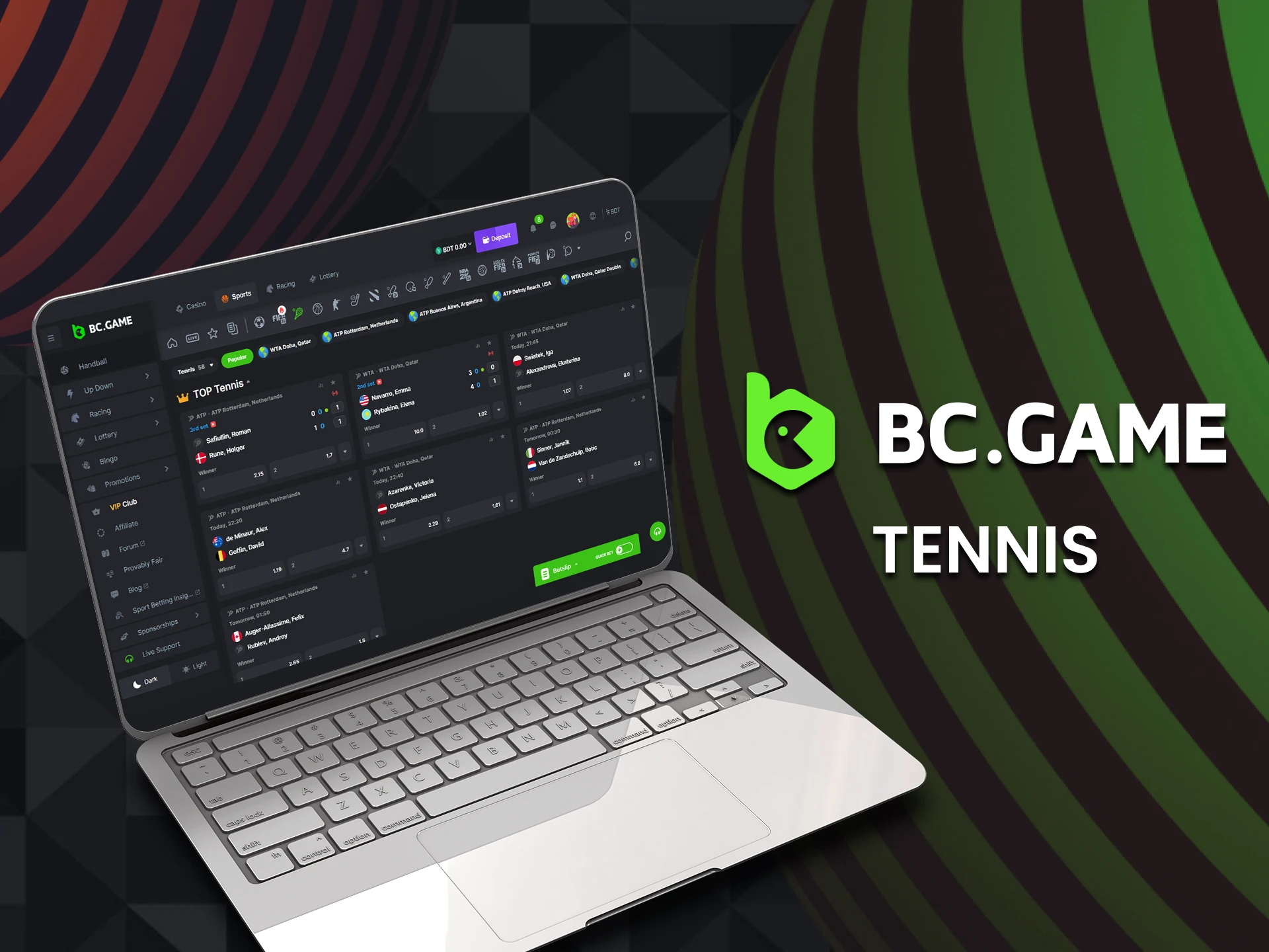 Bet on popular tennis leagues and tournaments on BC Game.