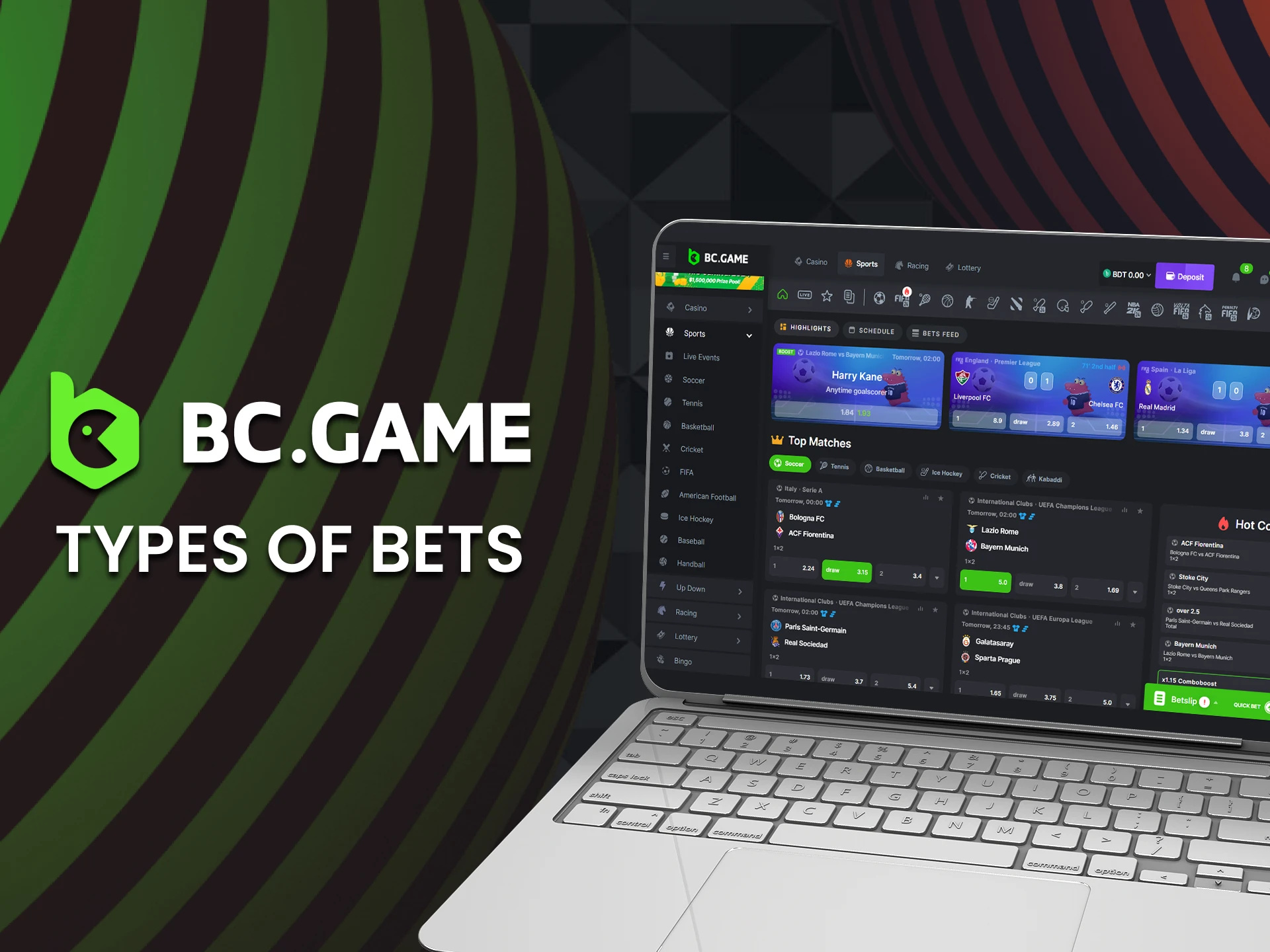 Learn about the types of bets available at BC Game.
