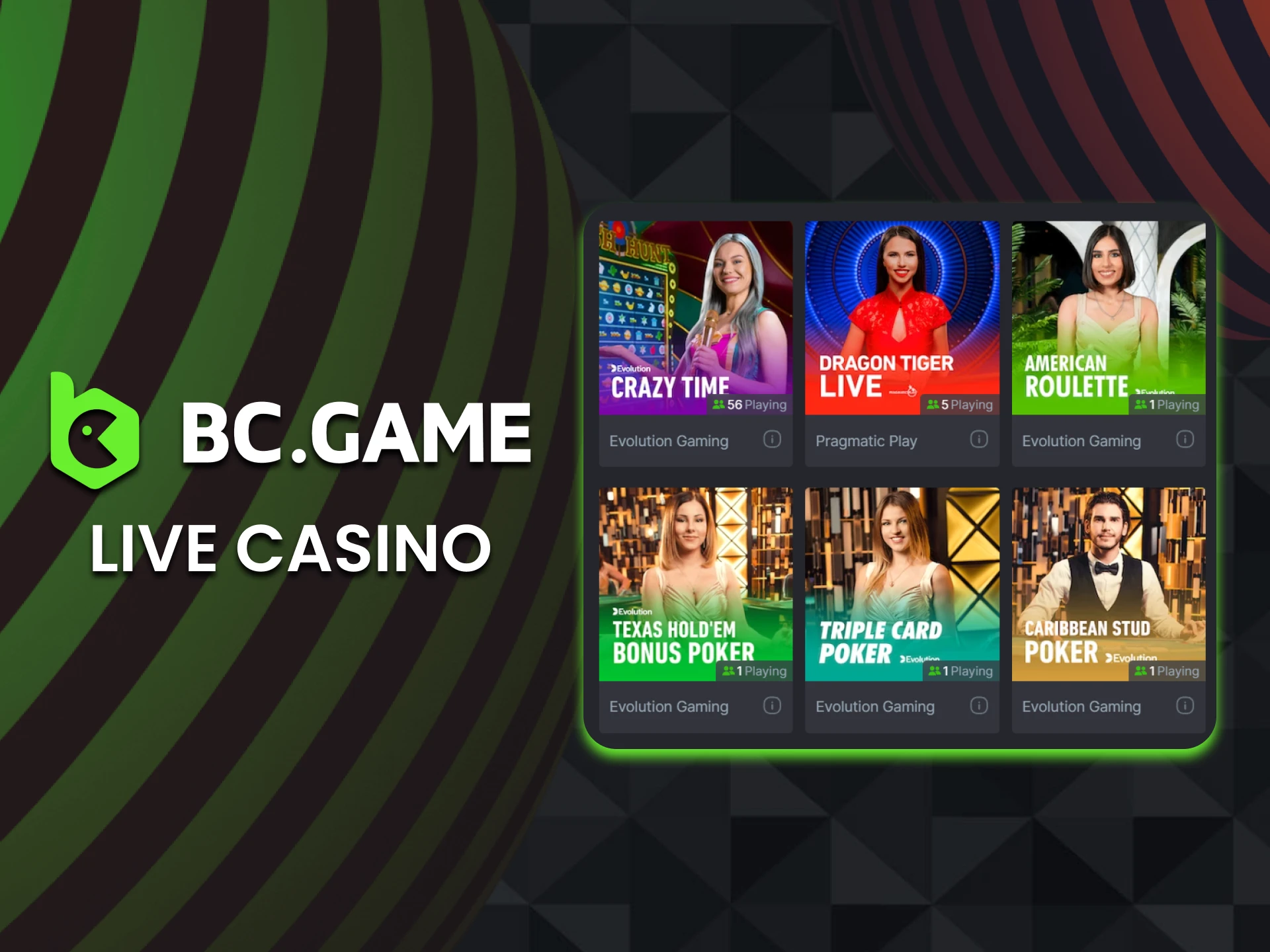 You can play at BC Game live casino with real dealers.
