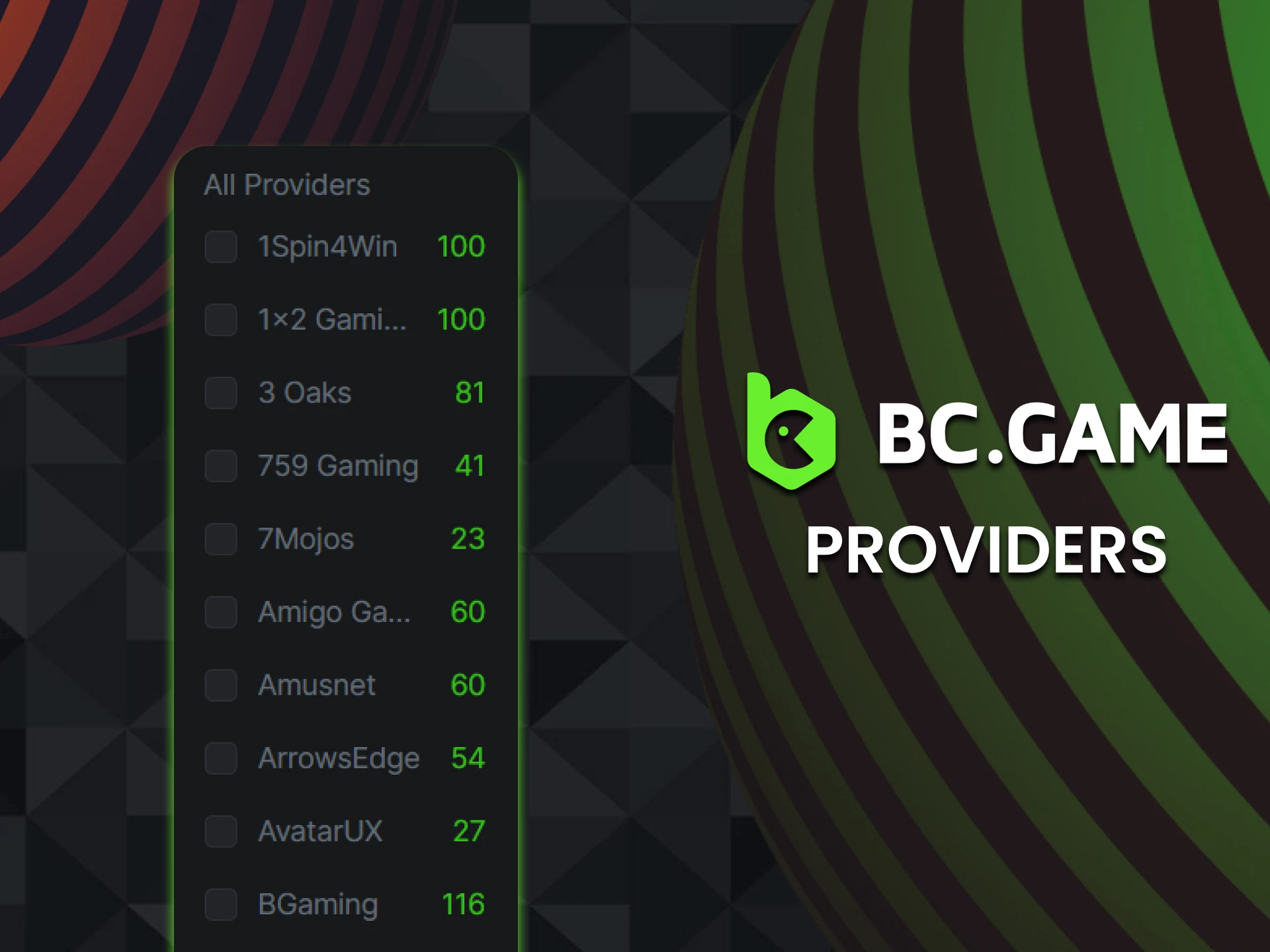 BC Game casino works with safe and famous providers.