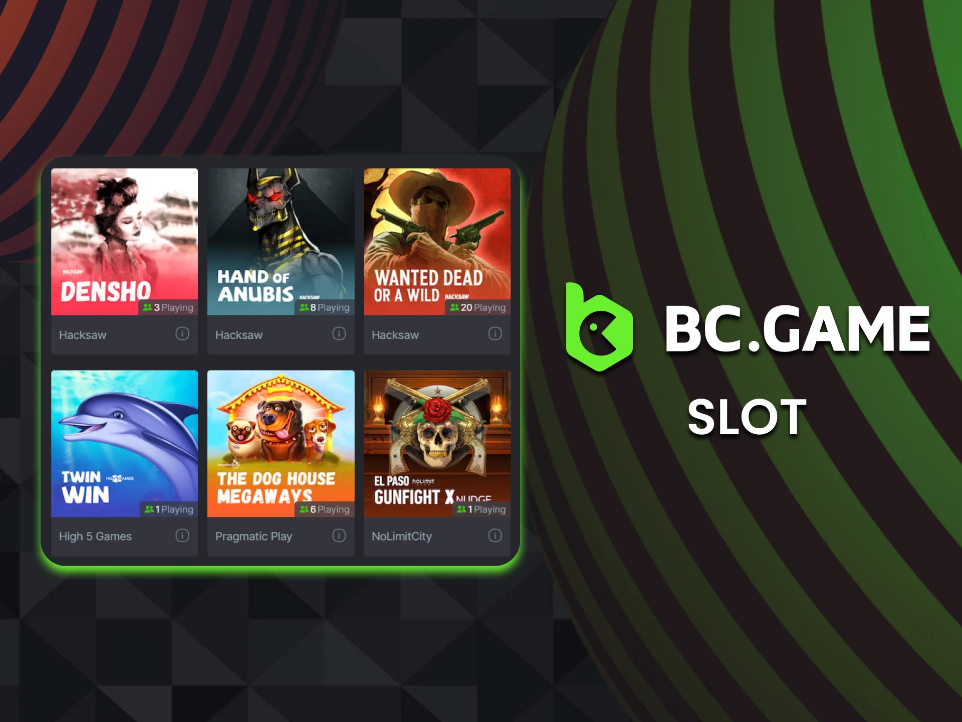 There are many slots at the BC Game online casino.
