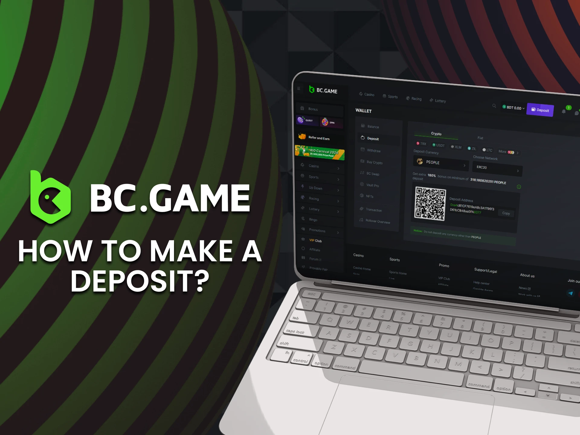 Deposit money to BC Game in 6 easy steps.