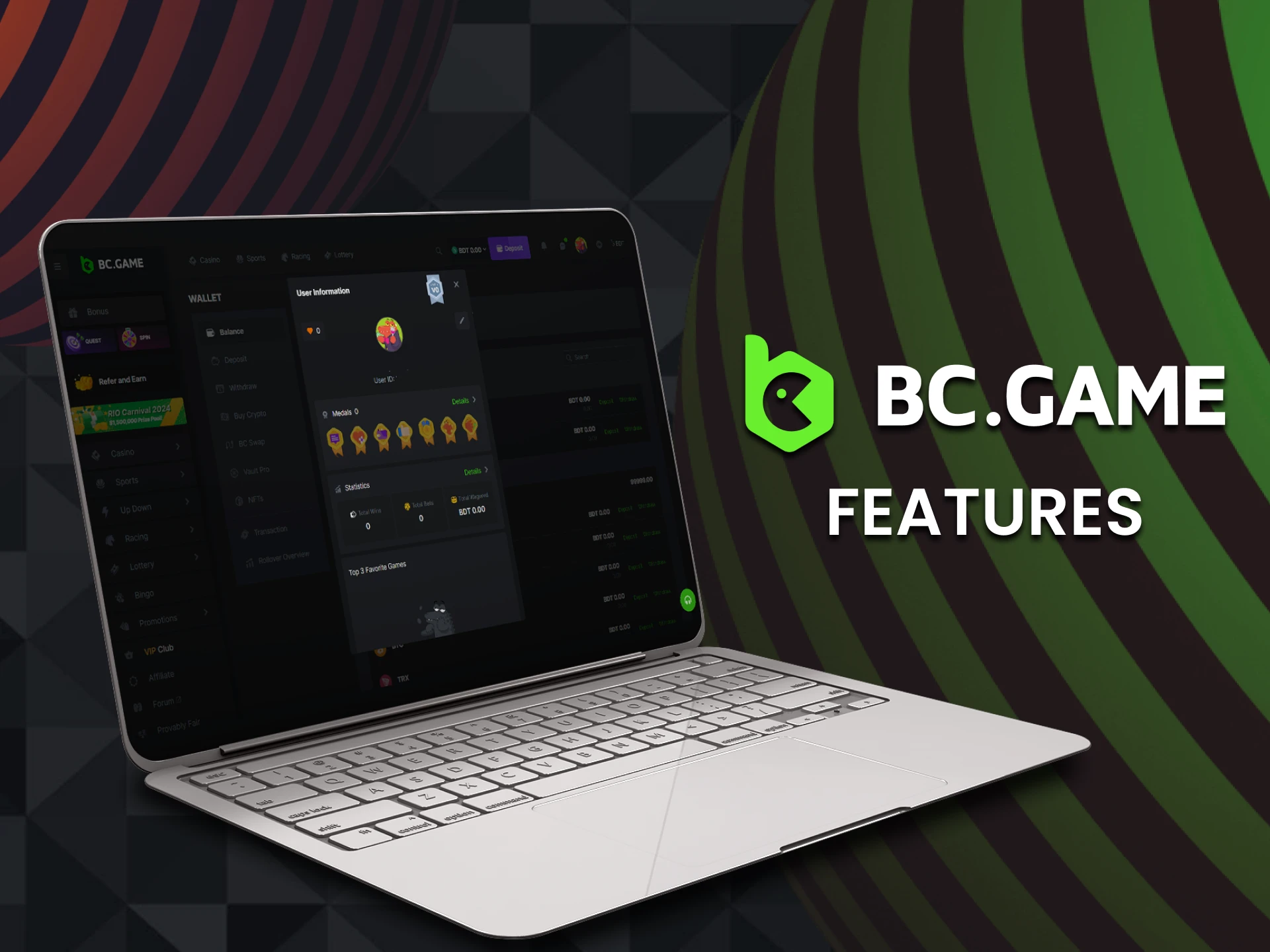 Explore the features of your BC Game account.