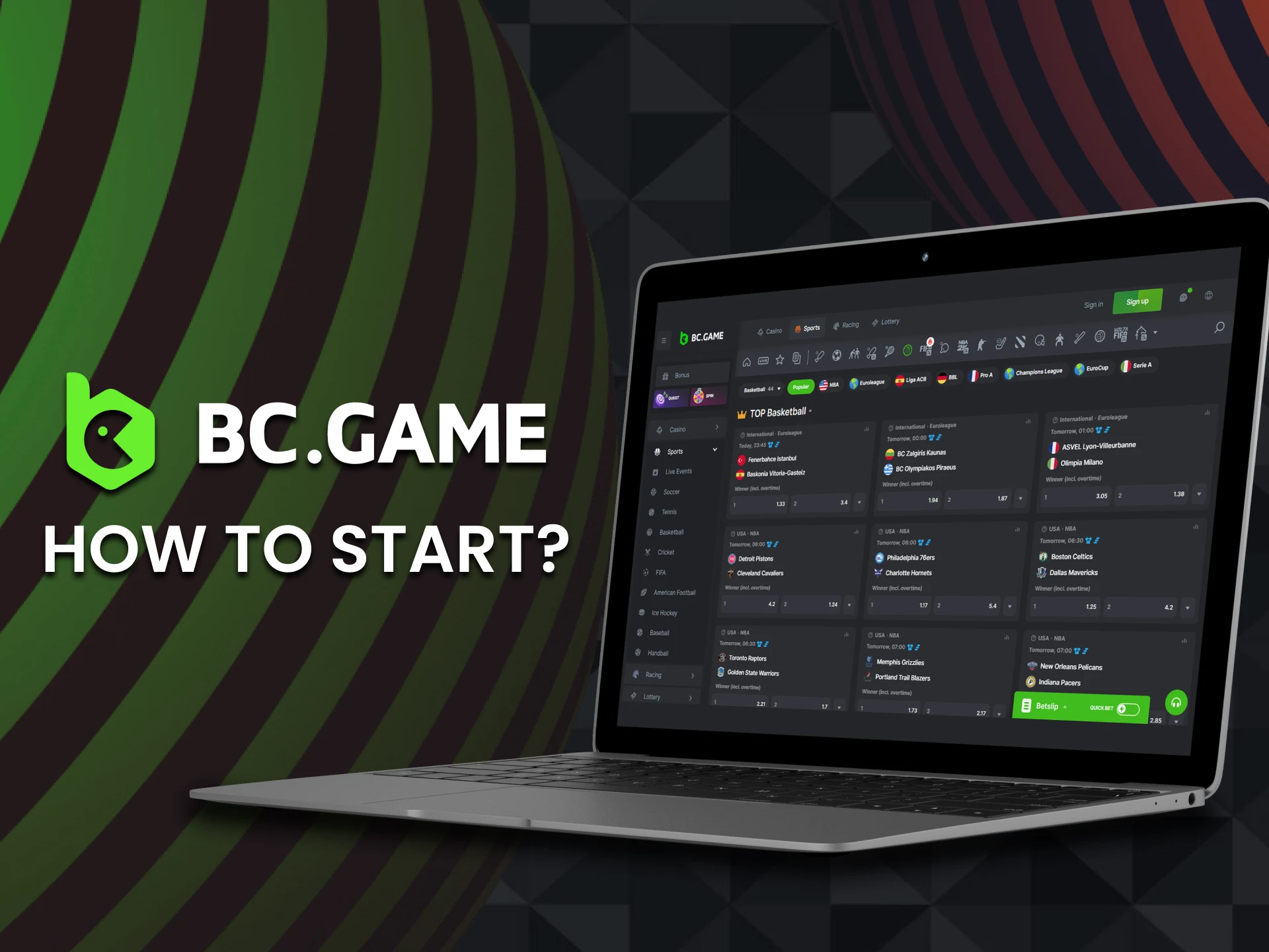 Select basketball from the BC Game Sports section and start betting.