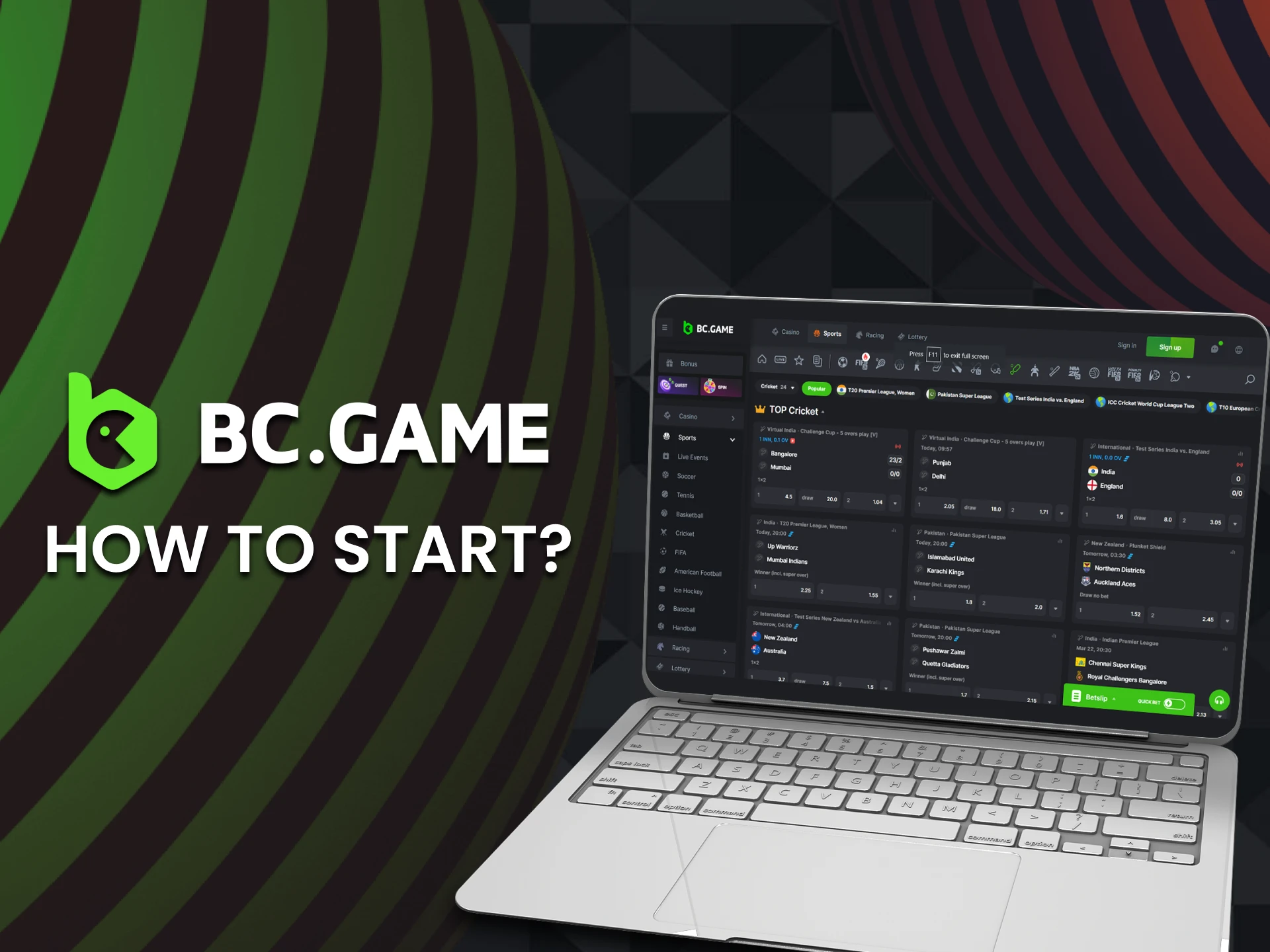 Create an account and deposit to bet on cricket at BC Game.