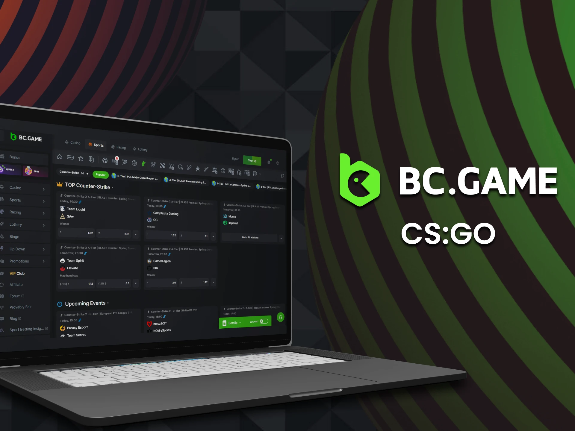 For eSports betting from BC Game, try CS:GO.