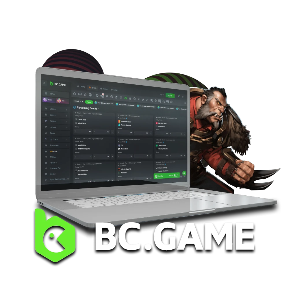 To bet on BC Game, choose the eSports section.