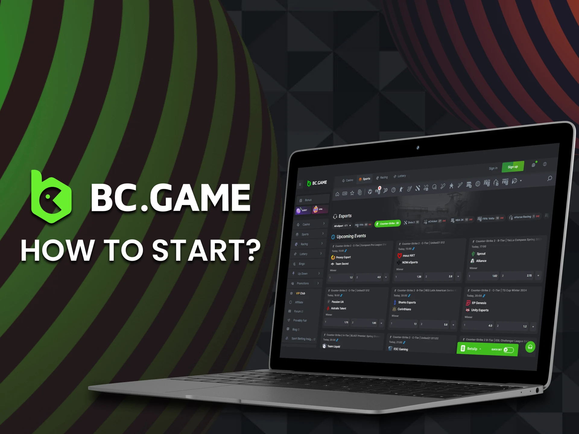 Deposit money and select eSports events and start betting at BC Game.