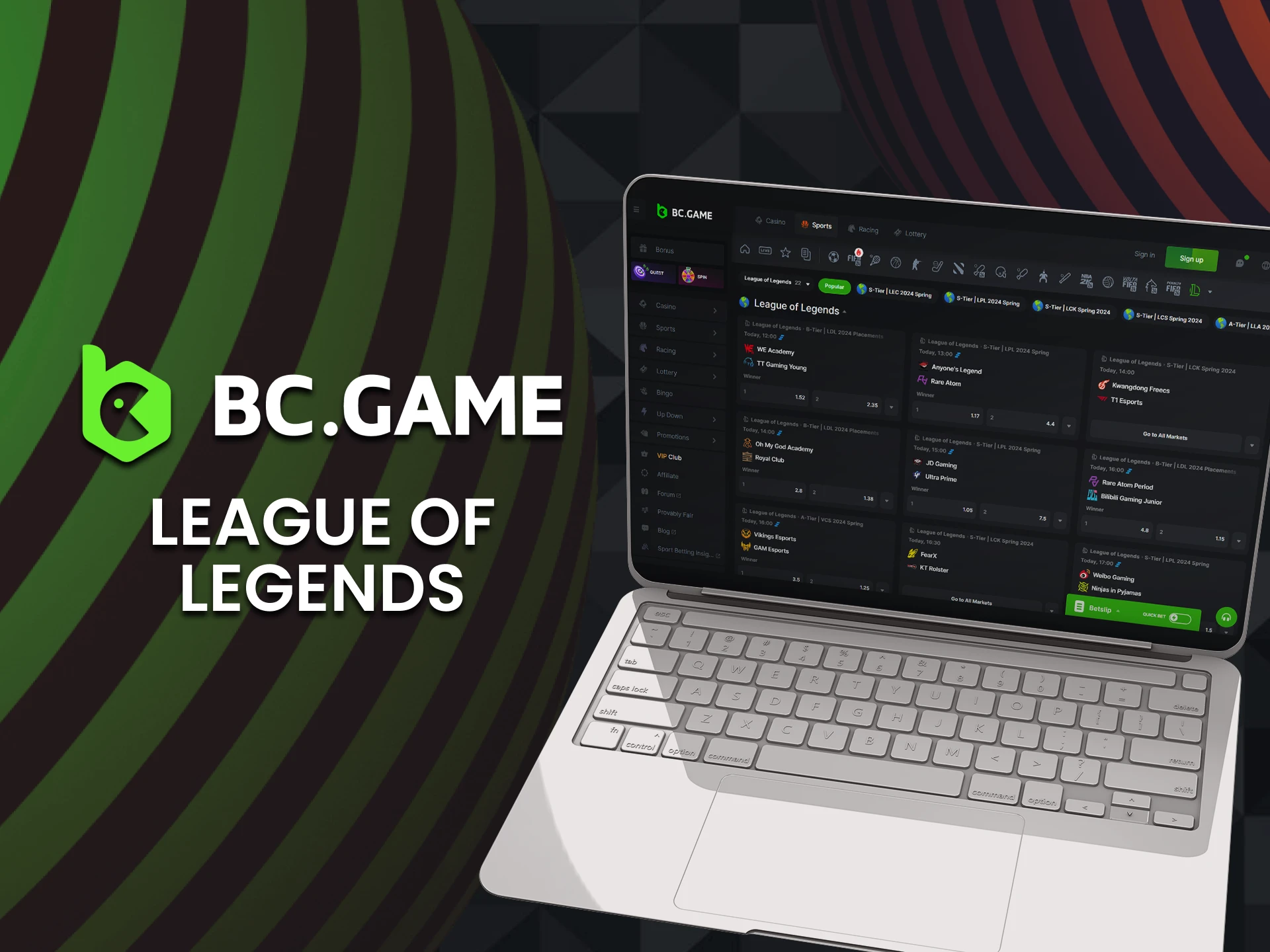 For eSports betting at BC Game, try to bet on LoL.