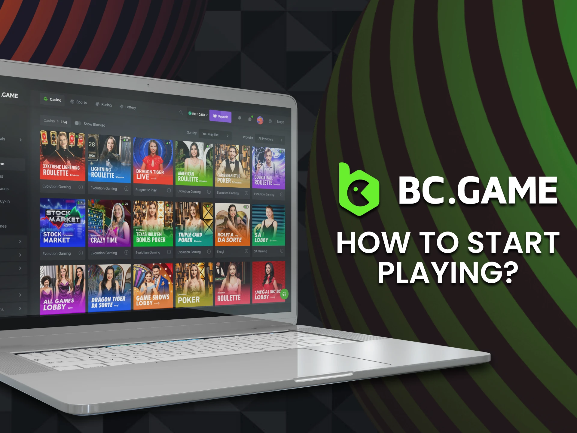 Select the BC Game live casino section if you want to play with real dealers.