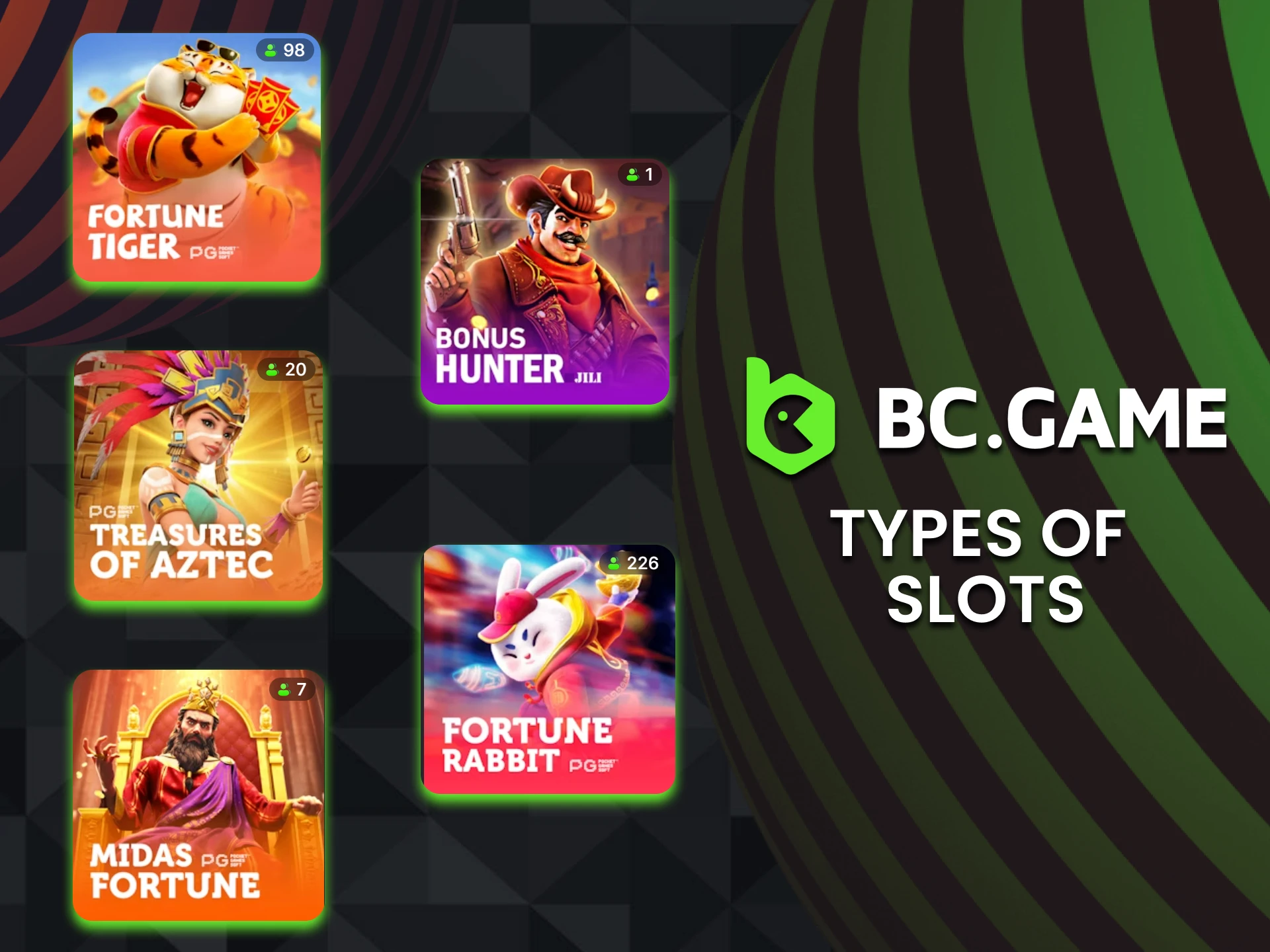 There are many popular slots available at BC Game Casino.