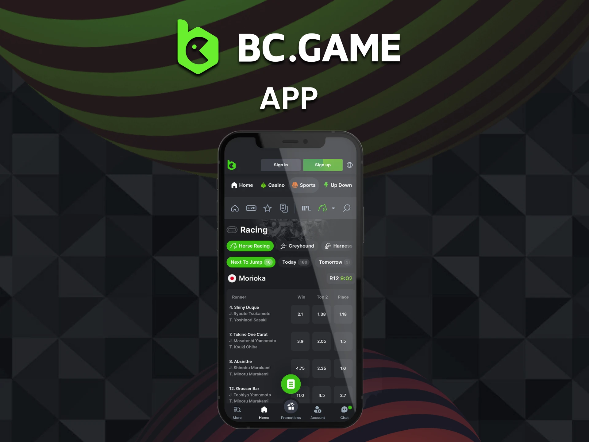 You can bet on horse racing using the BC Game app.