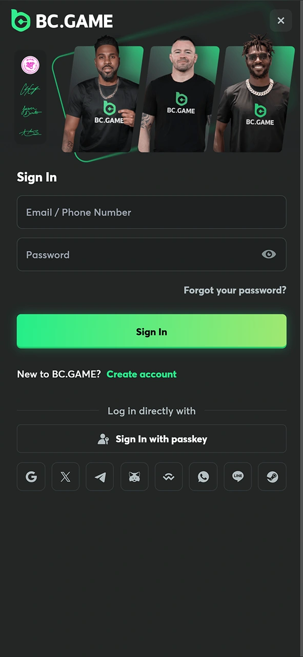 আপনি এখন BC Game অ্যাপের মাধ্যমে আপনার অ্যাকাউন্টে লগ ইন করতে পারেন।