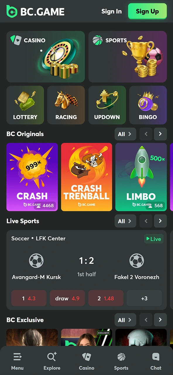 আপনার ফোনের ব্রাউজার ব্যবহার করে BC Game ওয়েবসাইটে যান।