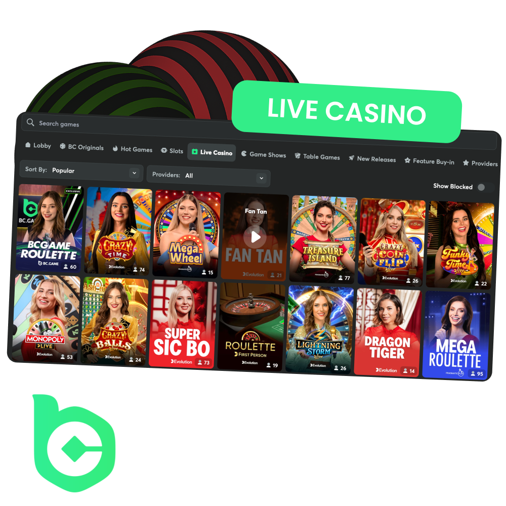 To play at BC Game, choose the live casino section.