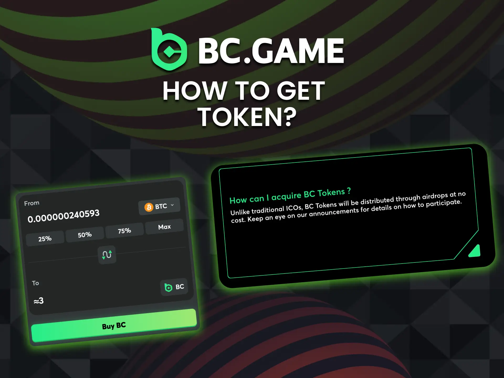 Purchase BC Game Token by funding a crypto exchange account and completing the transaction.