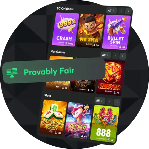 Verify every result yourself with BC Game fairness.