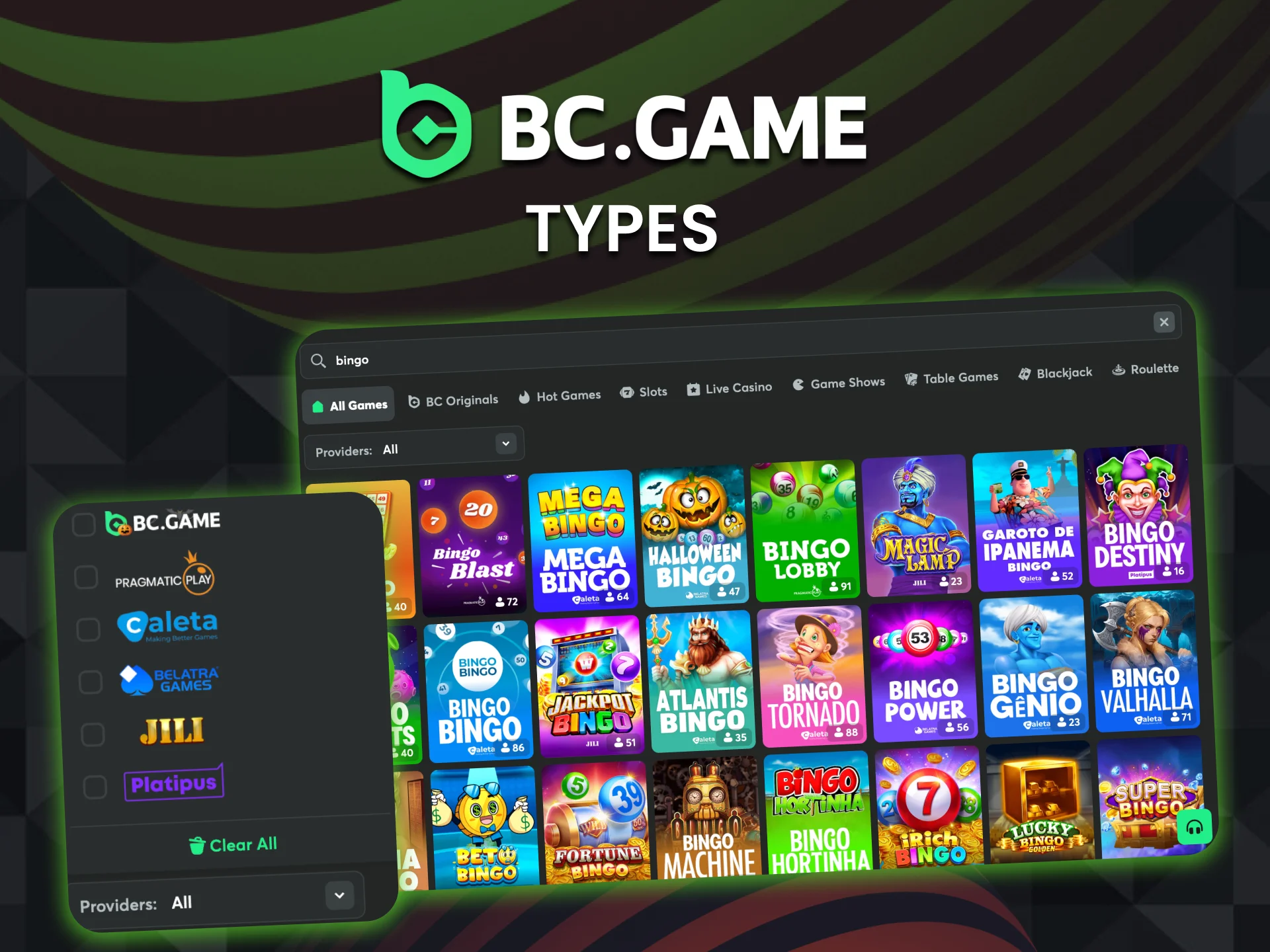 Explore all bingo types at BC Game and find your perfect match.